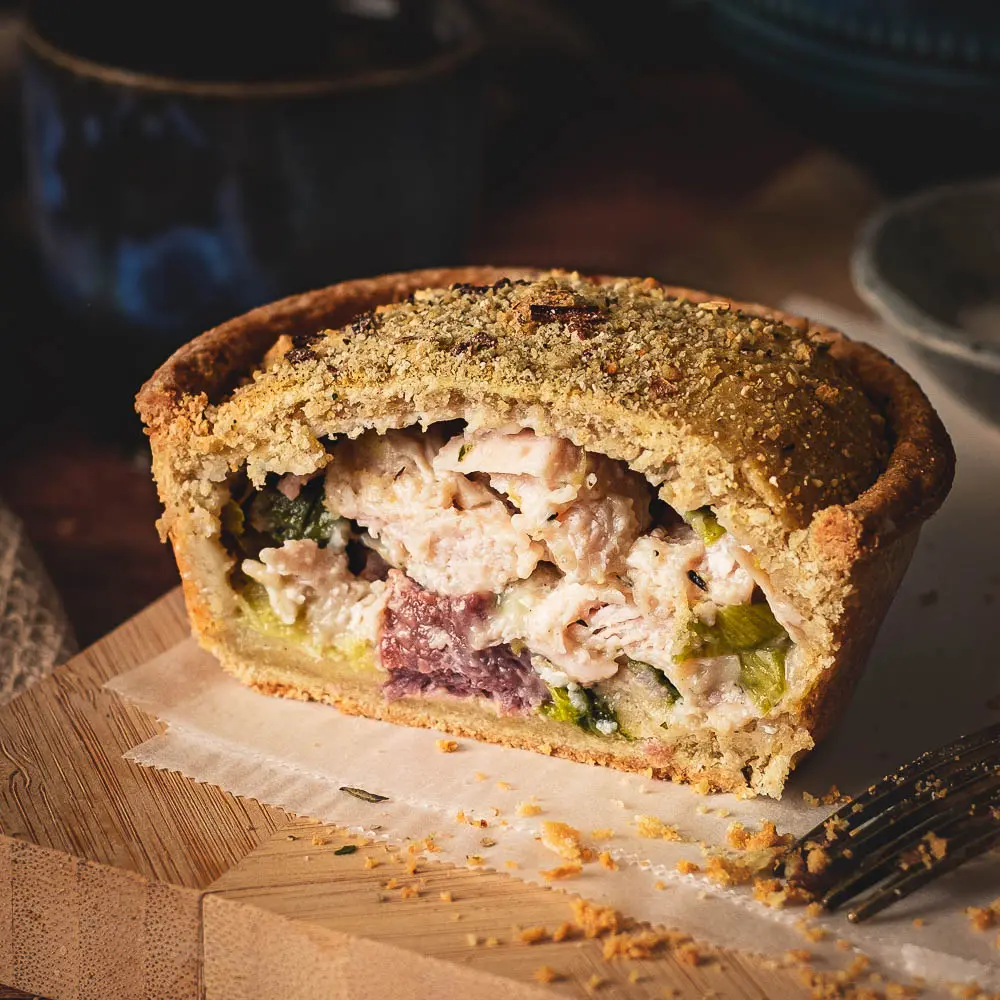 Gourmet Chicken, Bacon + Leek Gluten Free Pie